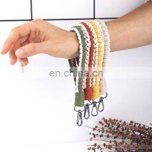 Hot Sale Macrame Wristlet Keychain Car Keys Wristlet Crochet Wrist Lanyard Charm Boho Rustic thumbnail-1