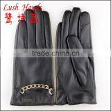 Ladies Touch Screen Leather Gloves With The Chain Accessories thumbnail-1