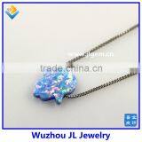 2015 New Arrived Synthetic S925 Sterling Silver Chain Light Blue Opal Hamsa Pendant Opal Jewelry thumbnail-4