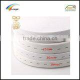 15mm, 20mm, 25mm Width White Polyester Buttonhole Elastic Webbing Band Tape