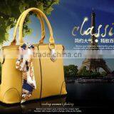Bostom Bag Leisure PU Handbag With Silk Bowknot Ribbon Custom Beautiful Leather Handbag Tote Bag for Lady in Guangzhou thumbnail-5