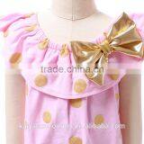 Wholesale Baby Clothes Pink Gold Polka Dot Baby Romper With Gold Bow thumbnail-4