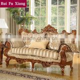 American style luxury solid wood frame fabric sofa set with hand-carved pattern N-227