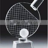 Table Tennis Shape Simple Crystal Trophy Award