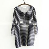 2015 Custom wholesale trendy lady classic design striped long T shirt dress