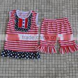 2016 best selling baby girls stripes ruffle 4th of july clothes