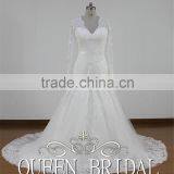 Real Sample Appliqued Lace Long Sleeve Mermaid Islamic Wedding Dress Patterns thumbnail-2
