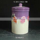 Glass Storage Jar with bird Ceramic lid