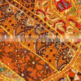 Yellow Indian Meditation Pillows Round Cushion Ethnic Decorative Pillow Patchwork Pillows thumbnail-5