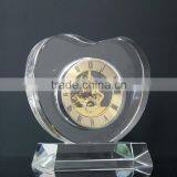 2015 New 3D Laser Etched Heart Shape Crystal Table Clock