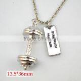 Weightlifting Barbell Strength Honour Charms Sports Gym Necklace thumbnail-2