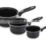 3pcs Carbon Steel Non-stick Sauce Pan With Bakelite Handle Kitchen Cookware