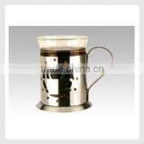 High Borosicate Glass Coffee Mug With Metal Holder thumbnail-1