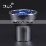 1 1/9 Inch Zinc Base Chrome Plated Light Blue Glass Knob