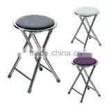 Round Folding Stool Seat in Black Purple and White Soft Padded Foldable Chair thumbnail-1