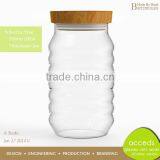 550ML Clear Pyrex Glass Honey Storage Jar With Wood Lid