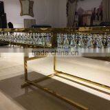 Glass Top Center Glass Wedding Table With Crystal Decoration thumbnail-4