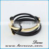 Fashion Jewelry Wholesale Leather Steel Anchor Hook Bracelet Men ,Custom Jewelry Nautical Bracelet Leather thumbnail-2