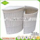 Wholesale Custom High Quality Handmade White Durable Wicker Metal Fabric Laundry Basket thumbnail-3