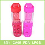Silicone sleeve glass bottle with infuser for sale