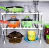 Kitchen Telescopic Plastic Sink Storage Shelf Rack/stainless Steel Kitchen Storage Rack thumbnail-2