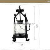 European Vintage Iron Glass Wedding Candle Lamp Portable Lantern Candle Holders Room Decoration Romantic Candlestick thumbnail-4