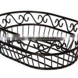 Scroll Design Oval Metal Wire Fruit Bowl/Bread Basket-Matte Black-9" thumbnail-1