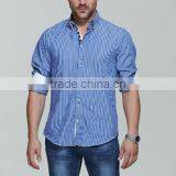 2016 Four Breasted Men's Shirt Long Sleeve Striped Shirt thumbnail-2