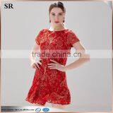 Manufacturer Machine Made Crochet Lace Evening Party Red Dress thumbnail-3