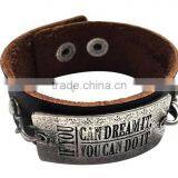 Handmade Square Tag Leather Bracelet With Words Engraved,wholesale Custom Mens Bracelets thumbnail-1