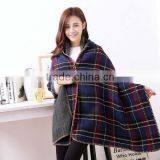 High Quality 2017 New Model Female Scarf Double-side Grid Printed Design Button With Hood Women Cloak thumbnail-1
