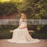 Women Maternity Lace Gown Dress For Photo Shoot White Lace Long Frock Design Wedding Dresses thumbnail-5