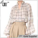 2017 OEM Spring Femme Airy Sand Windowpane Checks Tunic Blouse thumbnail-1