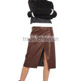 2017 OEM Spring Elegant Snap Wrap Midi Faux Leather Skirt thumbnail-6