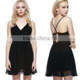 2016 Fashion Lady Pant Dresses v Neck Summer Beach Casual Backless Chiffon Playsuit Women thumbnail-2