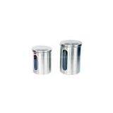 Round Stainless Steel Window Canister Set With Lids thumbnail-2