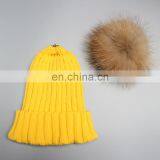 High Quality Winter Lady Hats for Fashion Genuine Fur Pompon Beanie Hats thumbnail-6