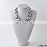 Three Stands Layering Multi Color Shell Beaded Necklace Fashion Statement Necklace thumbnail-3