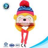 Cheap Cute Plush Monkey Kids Animal Winter Crochet Baby Hat Custom Warm Soft Baby Girl Hat thumbnail-5