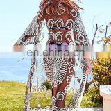 Новый сексуальный прозрачный вырезной вышитый длинный кимоно-кадиган 2019 года. Летние пляжные вещи для женщин: топы и блузки из chiffon-шитца thumbnail-2