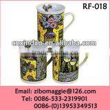 U Shape Personalized Ceramic Daily Used Milk Cups With Custom Print for Tableware