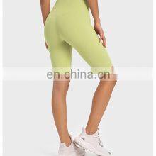 Wholesale Custom Logo High Waist Ribbed With Hidden Pocket Women Soft Biker Shorts Workout Gym Fitness Sportswear Clothing thumbnail-2