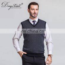 Jacquard Knitting Men's Cashmere Pullover Vest Waistcoat Comfortable V-Neck Style for Spring Season thumbnail-3