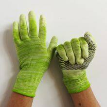 Cyan and White Polyester Thread 13 Gauge Knitted White PU Palm Coated Black PVC Palm Dotted Anti-slip Safety Work Gloves thumbnail-5