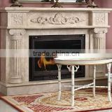 Flower-carved Carved Pillar Stone Fireplace Mantel