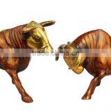 Brass Wild Bull Pair Locking Horns 8"