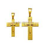 Factory Wholesale Double Layer Big and Small Stainless Steel Gold Cross Necklace Pendant thumbnail-2