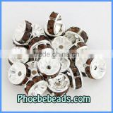 Wholesale 8mm Rhinestone Spacer Beads Brown Acrylic Crystal Rhinestone Rondelle Findings 18Colors For Making Jewelry RRS-B012A