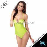 SAUANN Push Up Solid Color Block One-Piece Swimwear thumbnail-4