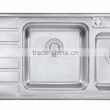 Middle East Double Bowl Stainless Steel Kitchen Sink With Drainboard thumbnail-2